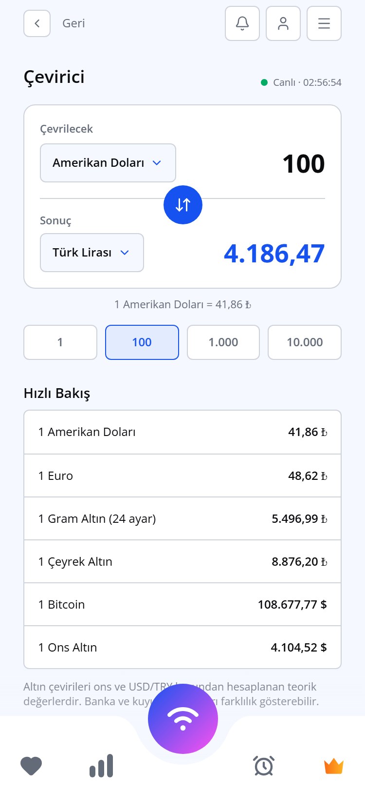 FinAsist çevirici ekranı